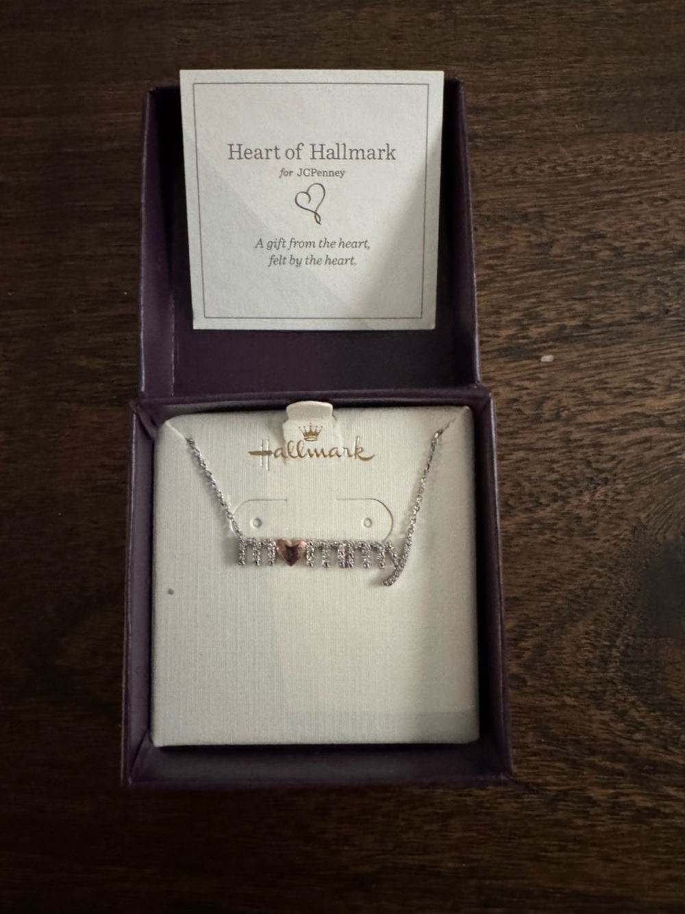 “Mommy” Hallmark 1/10 CT Lab Grown Diamond 14k Rose Gold Sterling Necklace